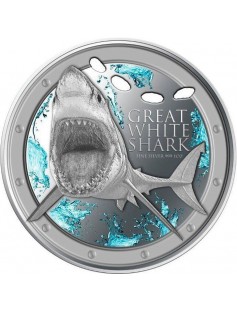 Niue 2012 2$ Great White Shark 1 Oz .999 Proof Silver Coin