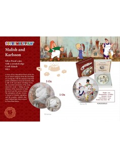 Cook Islands 2011 5 $ cartoon Karlsson on the Roof Freken Bok 1 Oz Silver Coin