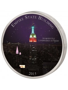 Cameroon 2015 1500 Fr Landmarks at Night Empire State Building 2oz Silver Coin