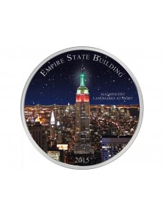 Cameroon 2015 1500 Fr Landmarks at Night Empire State Building 2oz Silver Coin