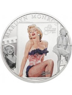 Cook Islands 2011 $5 MARILYN MONROE Silver Proof Coin with real Dimond