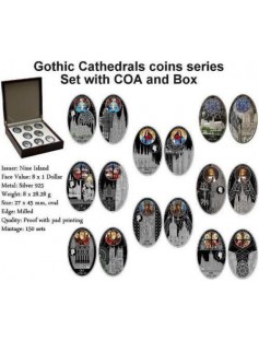 Niue 2010 - 2011 Gothic Cathedrals 8 x 1$ Silver Coin Set MINTAGE 150 SETS ONLY