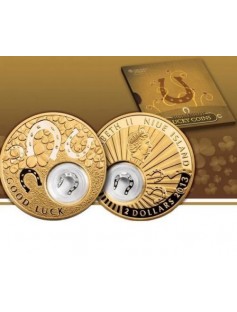 Niue 2013 2$ Lucky coins HORSESHOE 24K Gold Plated 28,28g Silver Coin withFigure