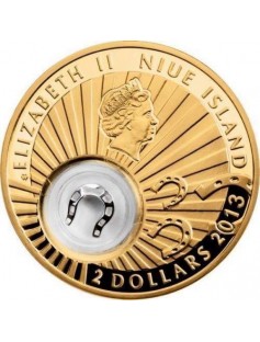 Niue 2013 2$ Lucky coins HORSESHOE 24K Gold Plated 28,28g Silver Coin withFigure