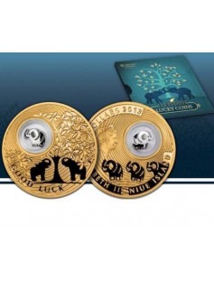 Niue 2013 2$ Lucky coins ELEPHANT 24K Gold Plated 28,28g Silver Coin with Figure