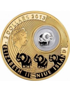 Niue 2013 2$ Lucky coins ELEPHANT 24K Gold Plated 28,28g Silver Coin with Figure