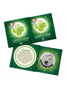 Niue 2013 2$ Lucky FOUR-LEAF CLOVER Gold Plated 28,28g Silver Coin with Figure