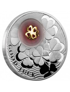 Niue 2013 2$ Lucky FOUR-LEAF CLOVER Gold Plated 28,28g Silver Coin with Figure