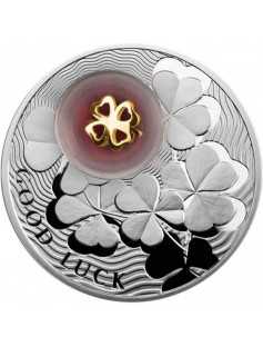 Niue 2013 2$ Lucky FOUR-LEAF CLOVER Gold Plated 28,28g Silver Coin with Figure