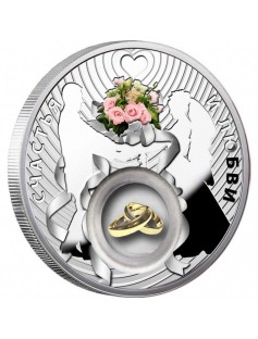 Niue 2012 2$ Lucky coins WEDDING 28,28g Silver Coin with 24K Gold Plated Piece