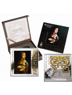 Niue 2012 1$ Masterpieces of Renaissance LADY WITH AN ERMINE Silver Gilded Coin