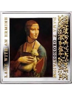 Niue 2012 1$ Masterpieces of Renaissance LADY WITH AN ERMINE Silver Gilded Coin