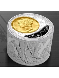 Niue 2013 $50 Fortuna Redux Mercury unique Cylinder Shaped 6Oz Proof Silver Coin