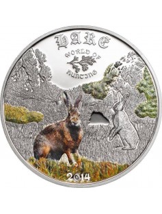 Cook Islands 2014 $2 World of Hunting III - Hare 1/2 Oz Proof Silver Coin