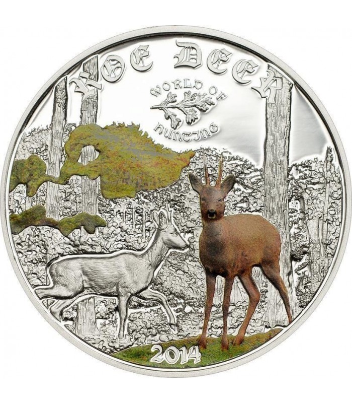Red Deer 1/2 Oz Silver Proof Coin Cook Islands 2014 $2 World of Hunting 