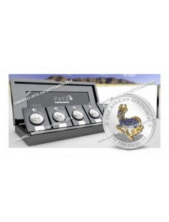 Gabon 2014 1000 Francs The African Springbok 3D Pavé Set 5x 1 Oz Silver Coin Set