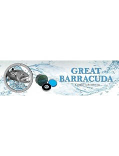 Niue 2015 $2 Ocean Predators Great Barracuda Proof 1 Oz Silver Coin inWater Case