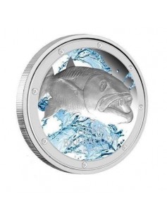 Niue 2015 $2 Ocean Predators Great Barracuda Proof 1 Oz Silver Coin inWater Case