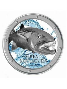 Niue 2015 $2 Ocean Predators Great Barracuda Proof 1 Oz Silver Coin inWater Case
