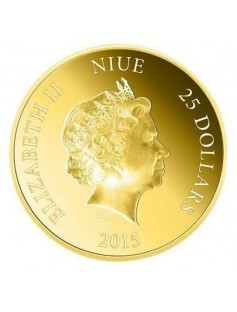 Niue Island 2015 $25 Year of the Goat Proof .999 Proof 1/4 Oz Gold Coin LIMITED