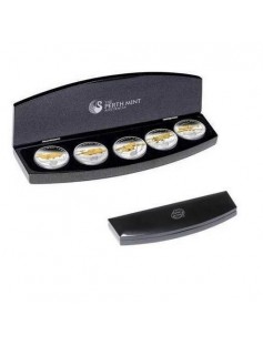 Cook 2008 5x1$ Antonov Ukrainian Aviation GOLD Gilded 5x 1 Oz Silver Coin Set