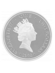 Niue 2012 2$ Poets of the Golden Age - Pushkin 1oz Proof Silver coin Gold Gilded