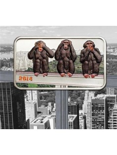 Tanzania 2014 1000 Shillings The Three Wise Monkeys 1 Oz Proof Silver Coin