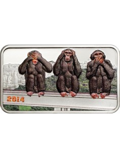 Tanzania 2014 1000 Shillings The Three Wise Monkeys 1 Oz Proof Silver Coin