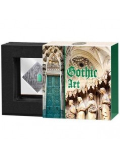 Niue 2014 Art That Changed the World - Gothic Art Silver Coin with Real Agate