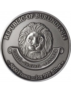 Burundi 2014 5000 Francs The African Baby Five - Baby LEOPARD 1 Oz Silver Coin