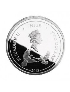 Niue 2013 2$ Love Forever DOVES II Wedding 1 Oz .999 Proof Silver Coin