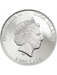 Cook Islands 2014 2 $ World of Hunting RED DEER 1/2 Oz Proof Silver Coin