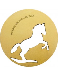 Mongolia 500 Togrog Mongolian Nature - Horse Gold Gilded 1/2 oz Silver Coin