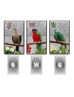 Fiji Niue 2013 Pircairn 3 x $2 Birds of Pacific Islands 3x 1 oz Silver Coin Set