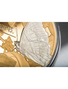 Cook Islands 2015 $5 Shades of Nature - Butterfly Proof Silver Coin Gold Gilded