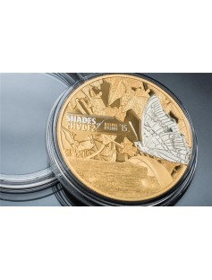 Cook Islands 2015 $5 Shades of Nature - Butterfly Proof Silver Coin Gold Gilded