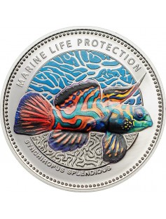 Palau 2013 5$ Synchiropus Splendidus Part of a Series .925 Proof Silver Coin