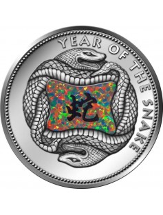 Fiji 2013 10$ SNAKE OPAL & Onyx Chinese Lunar Year of the snake 1oz Silver Coin