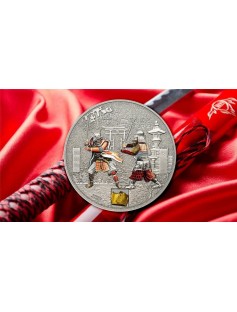 Cook Islands 2015 $5 History of Samurai 1 Oz Silver Coin with Armor pcs Inlay