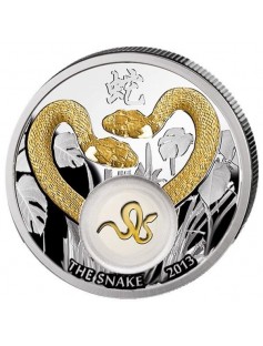 Niue 2012 1$ Golden Snakes 2012 Silver Coin Insert Covered With 24K Gold Plating