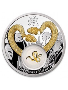 Niue 2012 1$ Golden Snakes 2012 Silver Coin Insert Covered With 24K Gold Plating