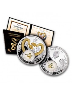 Niue 2012 1$ Golden Snakes 2012 Silver Coin Insert Covered With 24K Gold Plating