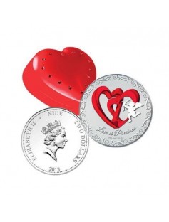 Niue 2013 2$ Love is Precious Red Hearts 1oz Proof .999 Silver Coin
