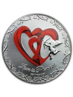 Niue 2013 2$ Love is Precious Red Hearts 1oz Proof .999 Silver Coin