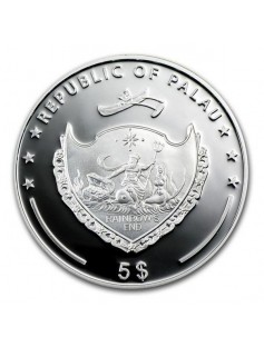 Palau 2012 5$ Marine Life Protection Pearl Jewel - Mystery of Sea Silver Coin