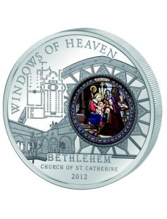 Cook Islands 2012 10$ WINDOWS OF HEAVEN St. Catherine's - Bethlehem Silver Coin