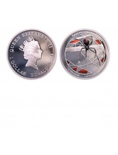 2011 TUVALU RED BACK SPIDER DEADLY DANGEROUS 1 Oz Silver Coin Russian Version