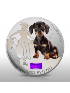 Fiji 2013 My Best Friend II Dachshunds Dogs & Cats 1 Oz Proof Silver Coin