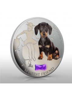 Fiji 2013 My Best Friend II Dachshunds Dogs & Cats 1 Oz Proof Silver Coin