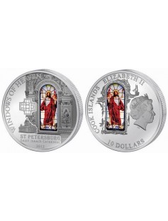 Cook Islands 2012 10$ WINDOWS HEAVEN ST. PETERSBURG Isaac Cathedral Silver Coin
